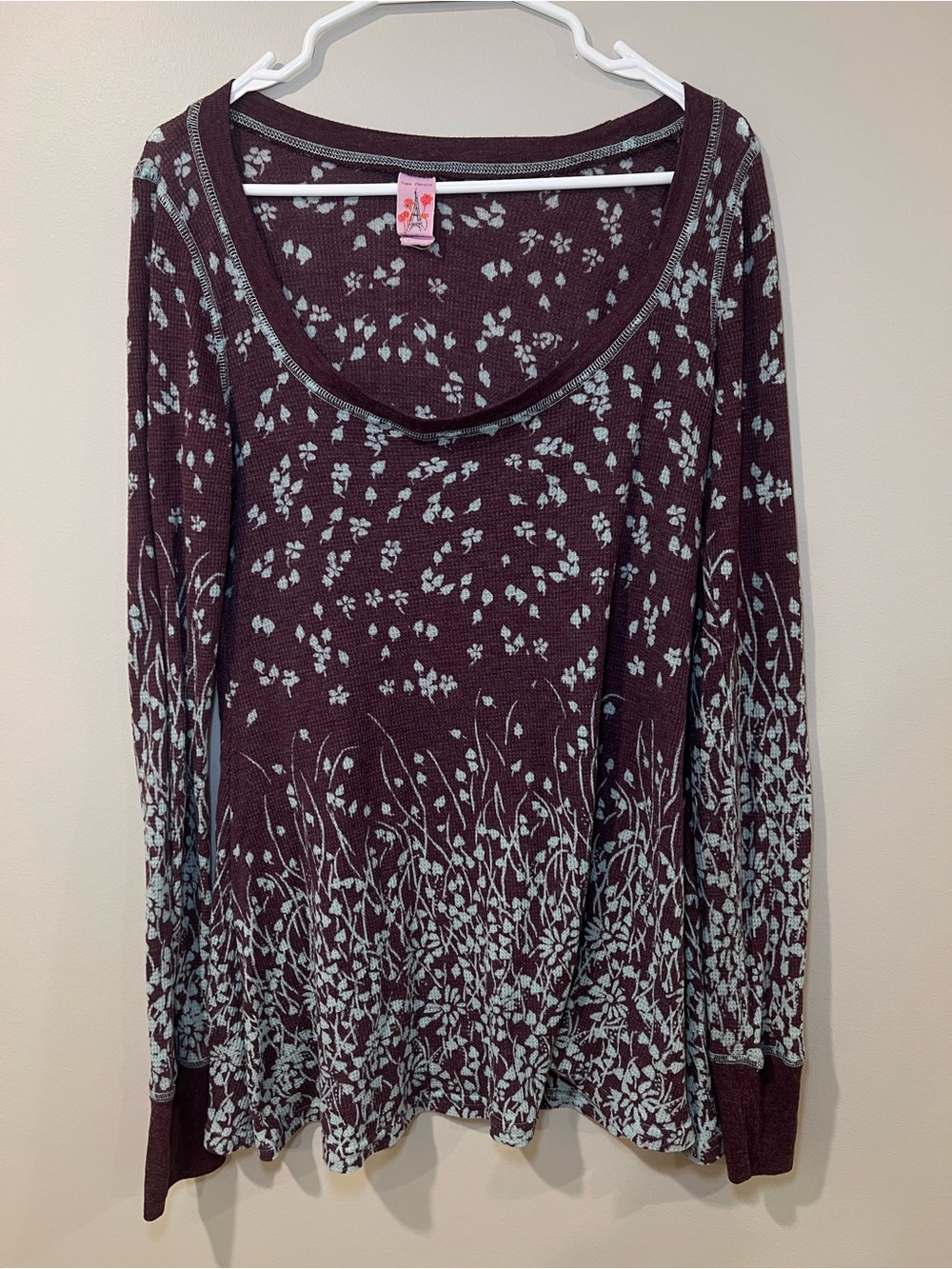 Vintage Free People Scoop Neck Long Sleeve Top y2k